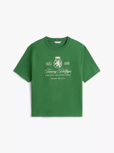 Embroidered Script Crest Logo T-Shirt-Deep Evergreen - Image 2