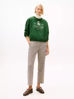 Embroidered Script Crest Logo Sweatshirt- Deep Evergreen - Image 3