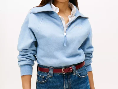 Interlock Fleece Quarter-Brisk Blue Heather