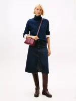 Wool Cable Knit Turtleneck Sweater- Dark Blue - Image 3