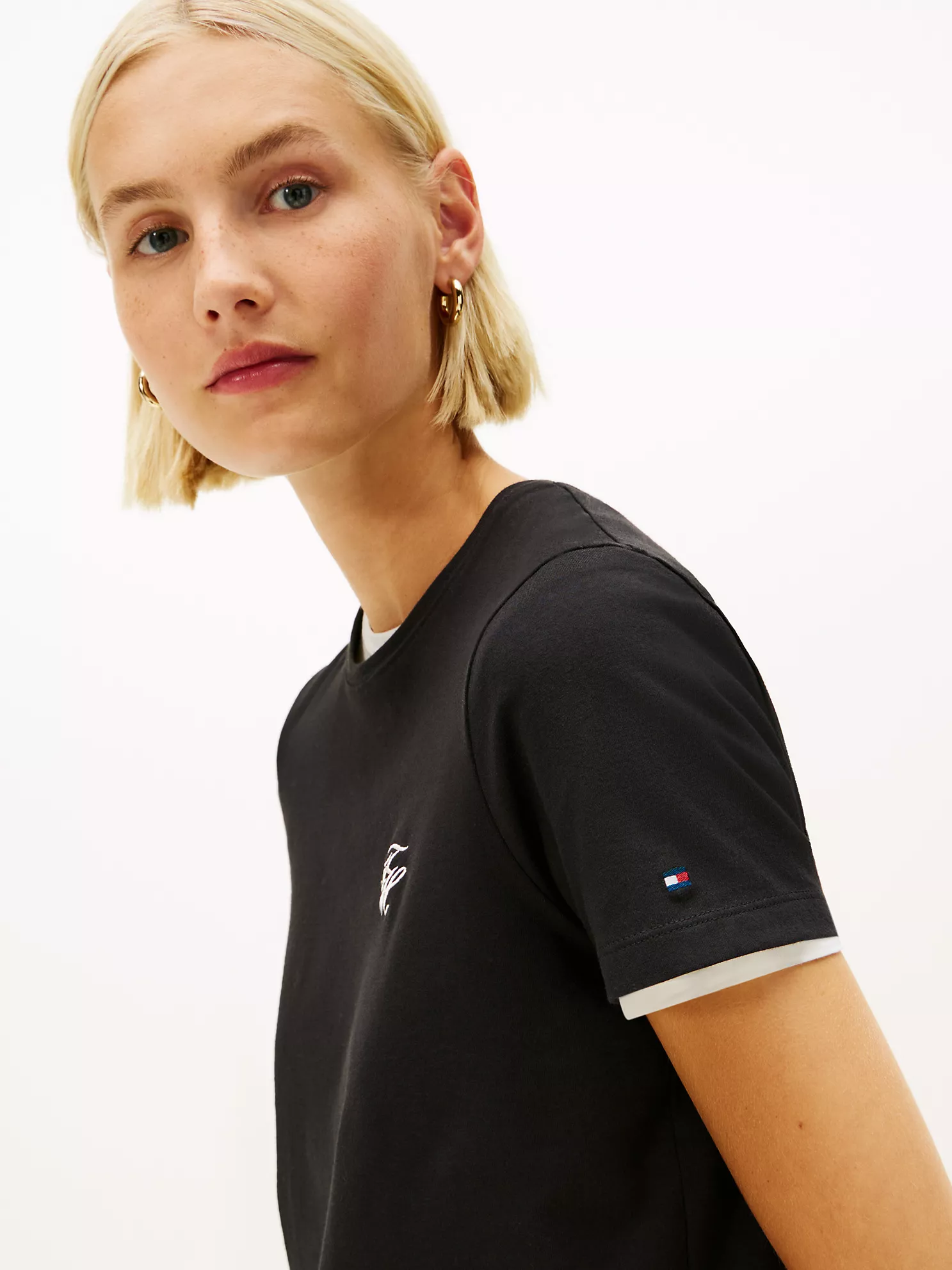 WW47809_BDS_alternate1 Script Monogram Stretch-Cotton T-Shirt-Black - Image 2