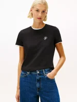 Script Monogram Stretch-Cotton T-Shirt-Black