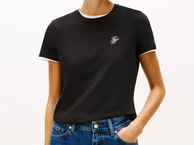 Script Monogram Stretch-Cotton T-Shirt-Black