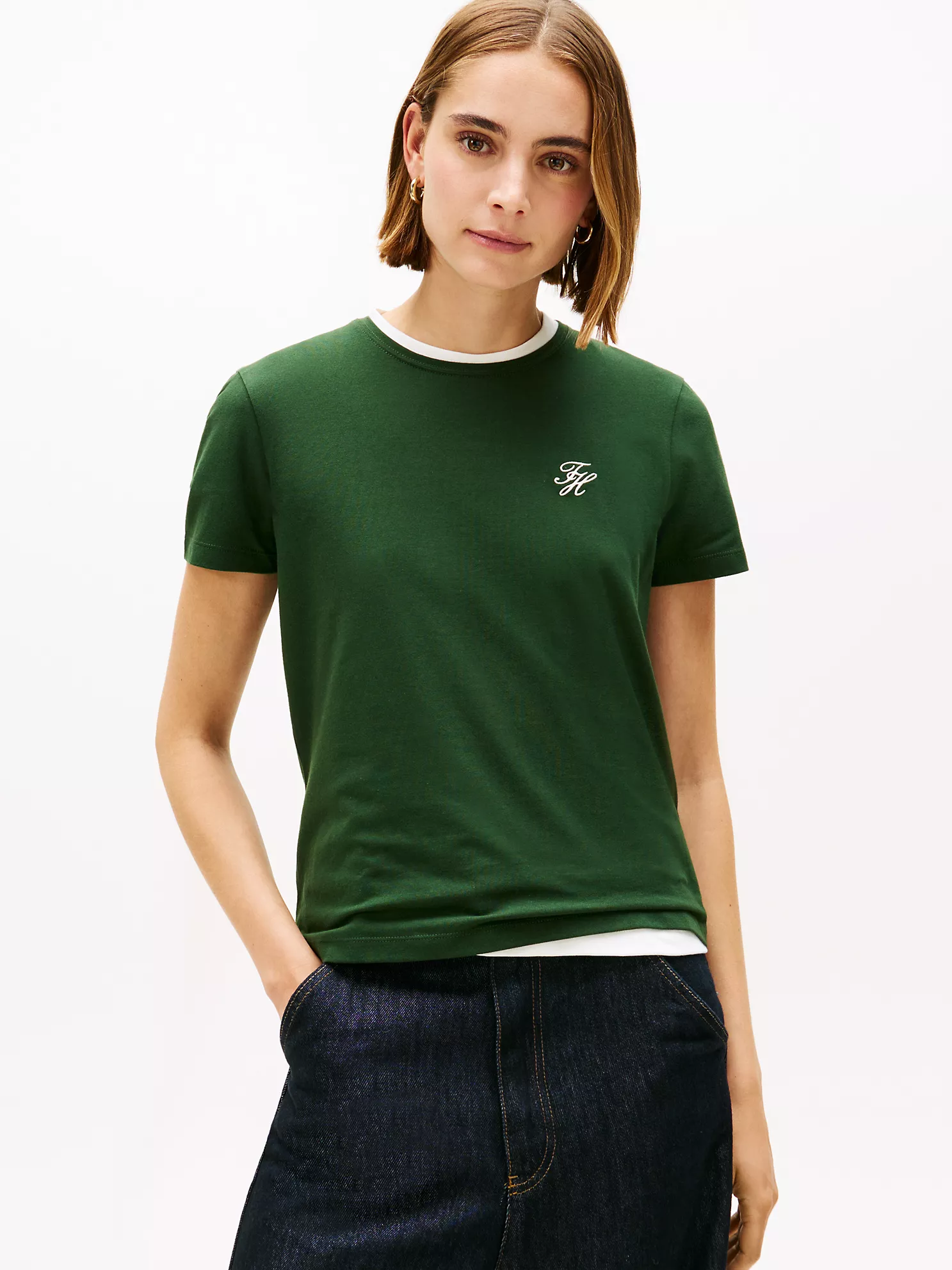 WW47809_MBO_main Script Monogram Stretch-Cotton T-Shirt-National Forest - Image 1