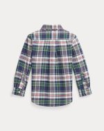 Plaid Cotton Madras Shirt Toddler/Kids Boys - Blue Green Multi #100053271 - Image 2