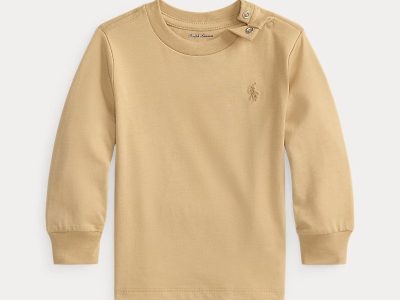Cotton Jersey Long-Sleeve Tee Baby Boys-Vintage Khaki