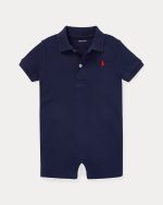 Soft Cotton Polo Shortall Baby Boy-Refined Navy
