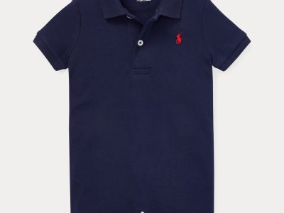 Soft Cotton Polo Shortall Baby Boy-Refined Navy
