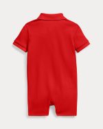 Soft Cotton Polo Shortall Baby Boy-RL 2000 Red - Image 2