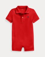 Soft Cotton Polo Shortall Baby Boy-RL 2000 Red