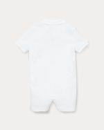 Soft Cotton Polo Shortall Baby Boy-White - Image 2