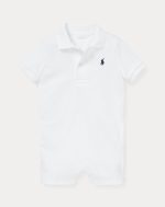 Soft Cotton Polo Shortall Baby Boy-White