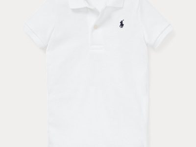 Soft Cotton Polo Shortall Baby Boy-White