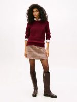 Cable Knit Sweater -Burgundy#XW07179-VLP - Image 2