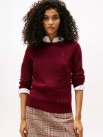 Cable Knit Sweater -Burgundy#XW07179-VLP - Image 3