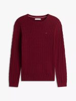 Cable Knit Sweater -Burgundy#XW07179-VLP