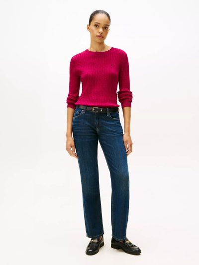 Cable Knit Sweater -Italian Wine #XW07179-VWU - Image 2