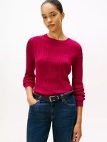 Cable Knit Sweater -Italian Wine #XW07179-VWU - Image 3