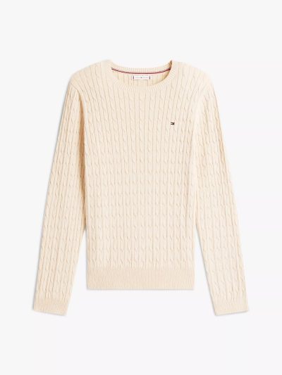 Cable Knit Sweater -Beige#XW07179-HDV - Image 1