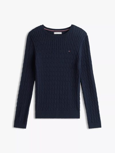 Cable Knit Sweater -Navy #XW07179-DW5 - Image 1
