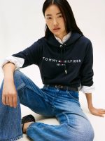Embroidered Tommy Logo Hoodie-Navy - Image 3