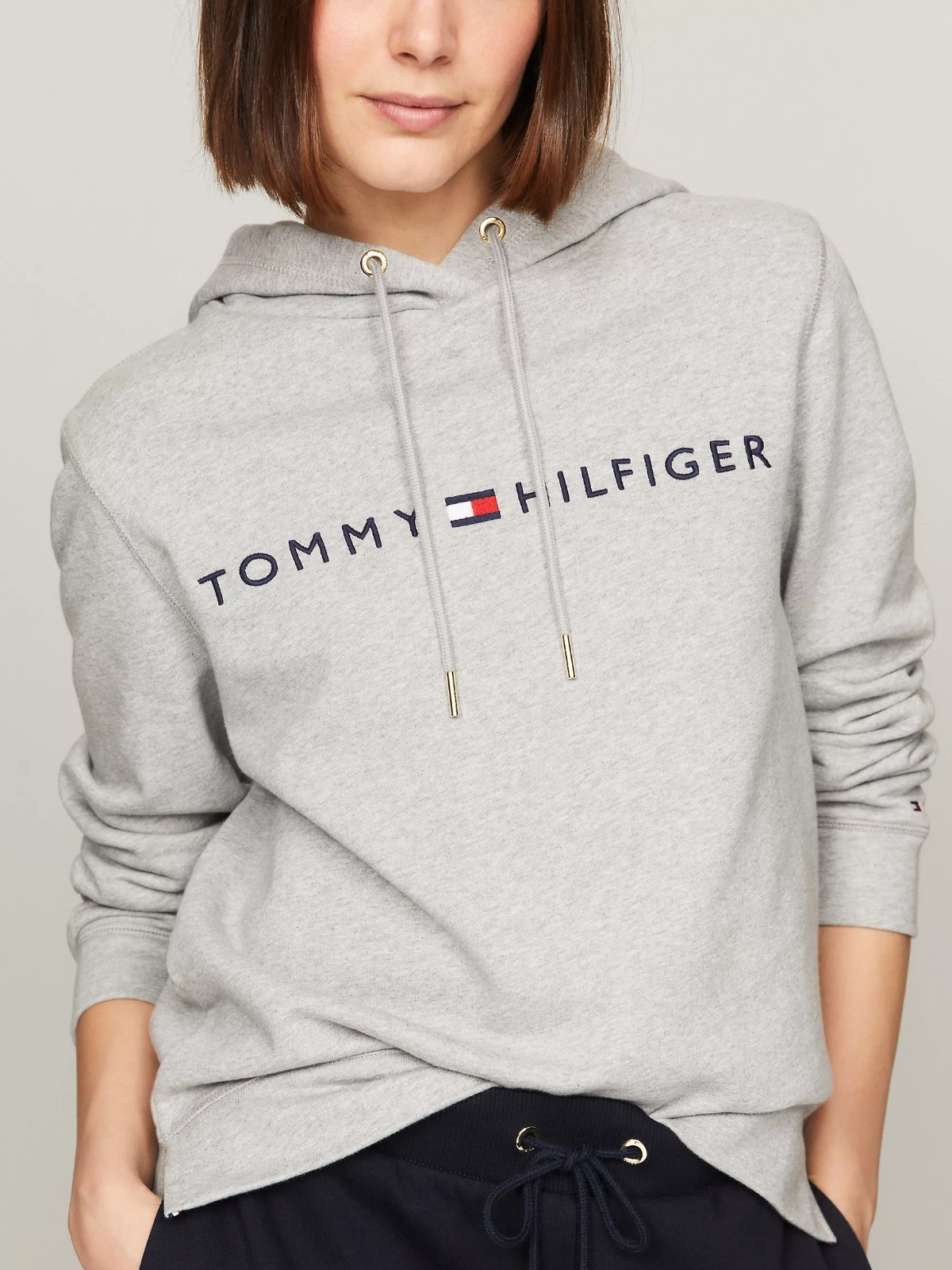 WhatsApp Image 2025-10-06 at 3.57.23 PM (2) Embroidered Tommy Logo Hoodie-Grey Heather - Image 3