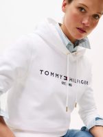 Embroidered Tommy Logo Hoodie-Optic White - Image 2