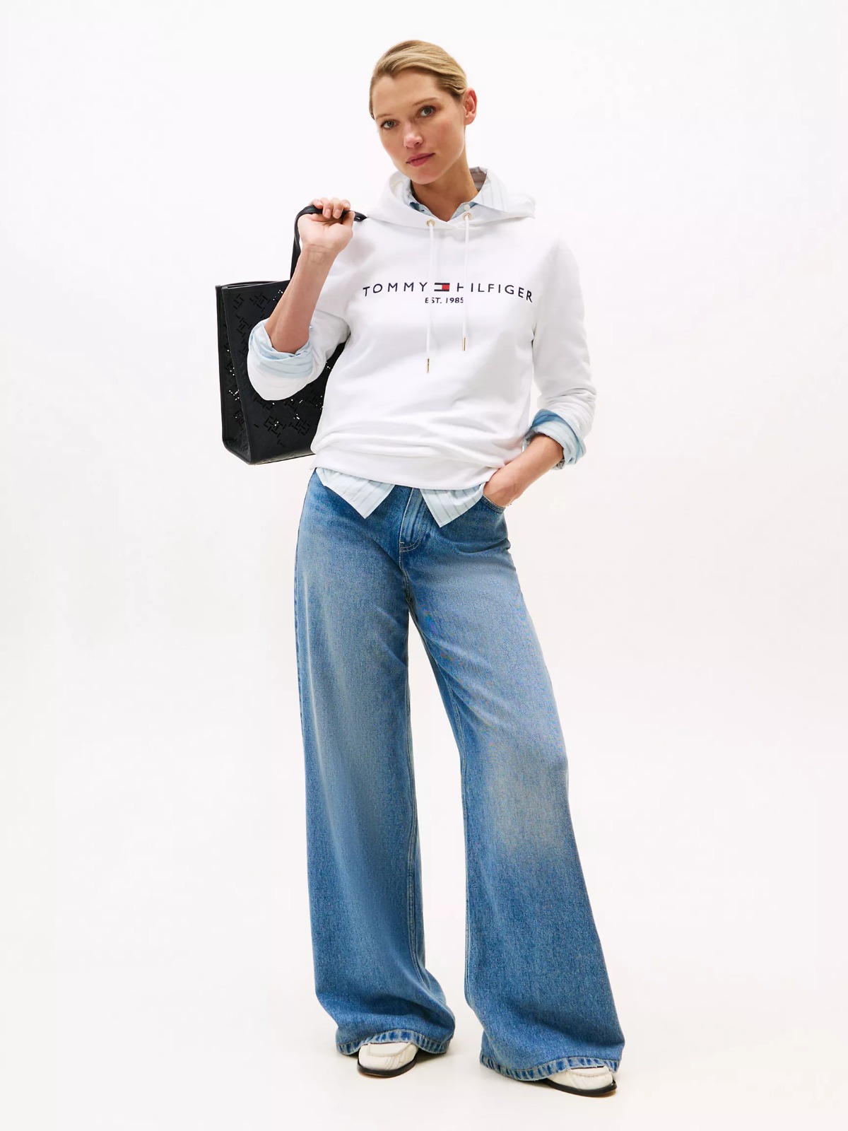 WhatsApp Image 2025-10-06 at 4.00.43 PM (2) Embroidered Tommy Logo Hoodie-Optic White - Image 3