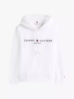 Embroidered Tommy Logo Hoodie-Optic White - Image 4
