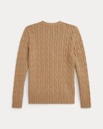 Cable-Knit Cotton V-Neck Cardigan Kids Boy-Camel Heather - Image 2