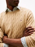 Men Cable Knit Crewneck Sweater- Beige #XM05667 - Image 4