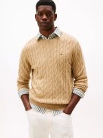 Men Cable Knit Crewneck Sweater- Beige #XM05667