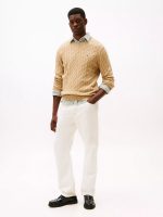 Men Cable Knit Crewneck Sweater- Beige #XM05667 - Image 3