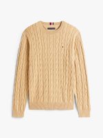 Men Cable Knit Crewneck Sweater- Beige #XM05667 - Image 2