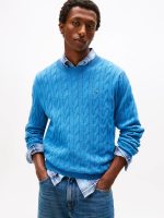 Men Cable Knit Crewneck Sweater- Dusty Indigo #XM05667