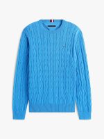 Men Cable Knit Crewneck Sweater- Dusty Indigo #XM05667 - Image 2