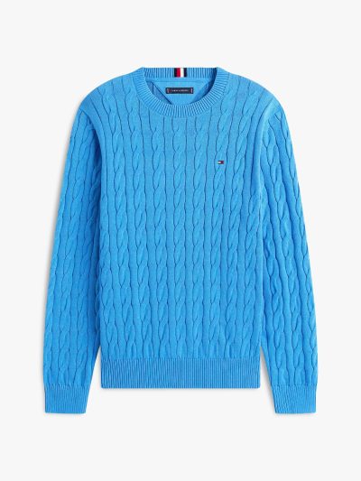 Men Cable Knit Crewneck Sweater- Dusty Indigo #XM05667 - Image 2