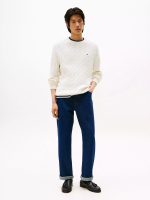 Men Cable Knit Crewneck Sweater- Ivory#XM05667 - Image 3