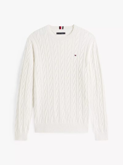 Men Cable Knit Crewneck Sweater- Ivory#XM05667 - Image 2