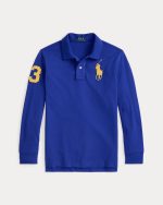 Big Pony Mesh Long-Sleeve Polo Shirt Kids Boys - Classic Azure #550388