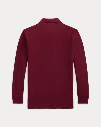 Big Pony Mesh Long-Sleeve Polo Shirt Kids Boys -  Classic Wine #550388 - Image 2