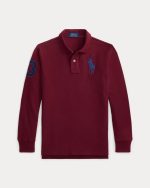 Big Pony Mesh Long-Sleeve Polo Shirt Kids Boys - Classic Wine #550388