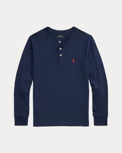 Cotton Jersey Henley Shirt Toddler/Kids Boys - Refined Navy #652462 - Image 1