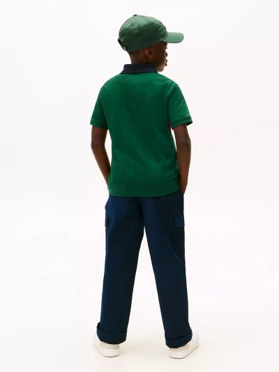 Kids' Colorblock Hilfiger Logo Polo - Ornamental Green #XB01586-L6K - Image 2