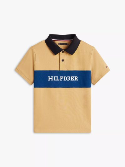 Kids' Colorblock Hilfiger Logo Polo - Classic Khaki #XB01586-RBL - Image 2