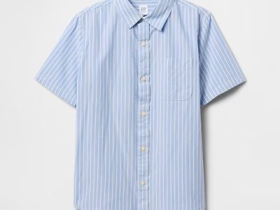 Kids Poplin Shirt- Color Blue Stripe