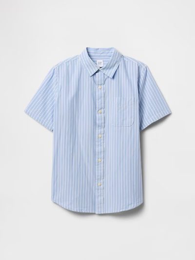 Kids Poplin Shirt- Color Blue Stripe - Image 1