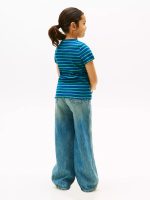 Kids' Stripe Lettuce Trim Ribbed Top - Deep Indigo # XG01544-C3J - Image 4