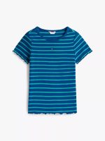 Kids' Stripe Lettuce Trim Ribbed Top - Deep Indigo # XG01544-C3J - Image 5