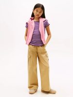 Kids' Stripe Lettuce Trim Ribbed Top - Midnight Plum # XG01544-VP5 - Image 3